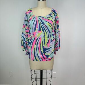 Lilly Pulitzer Multicolor Abstract Elastic Off The Shoulder Blouse